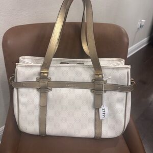 Loewe Cream and Gold Shoulder Bag